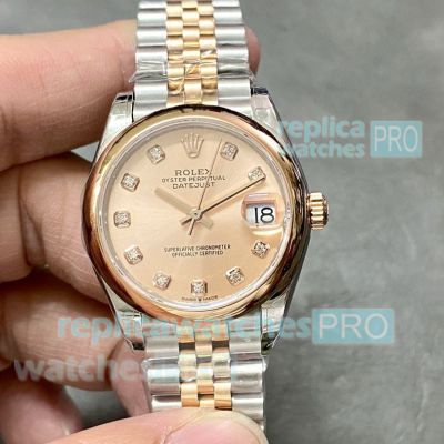 Swiss Copy Rolex Datejust Jubilee 31mm Mid-size Salmon Dial Half Rose Gold Watch 